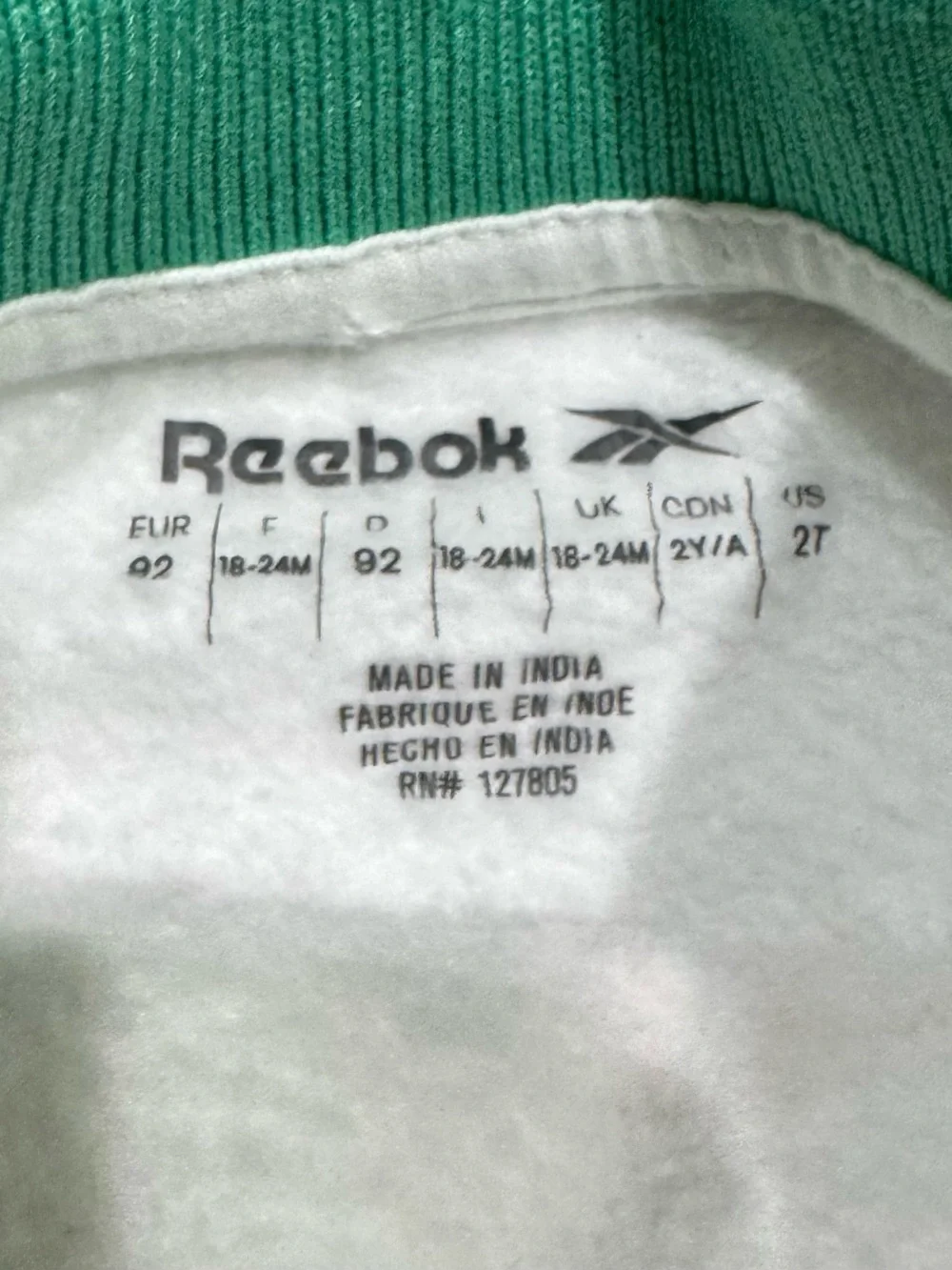 Reebok Classic Girls Green Skirt and White Sweatshirt Set Toddler Girls size 2T